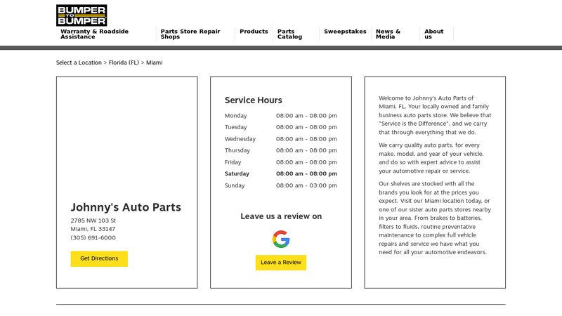 Johnny's Auto Parts - Parts Store in MIAMI, FL johnny's auto parts