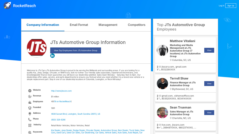 JTs Automotive Group Information jts auto parts