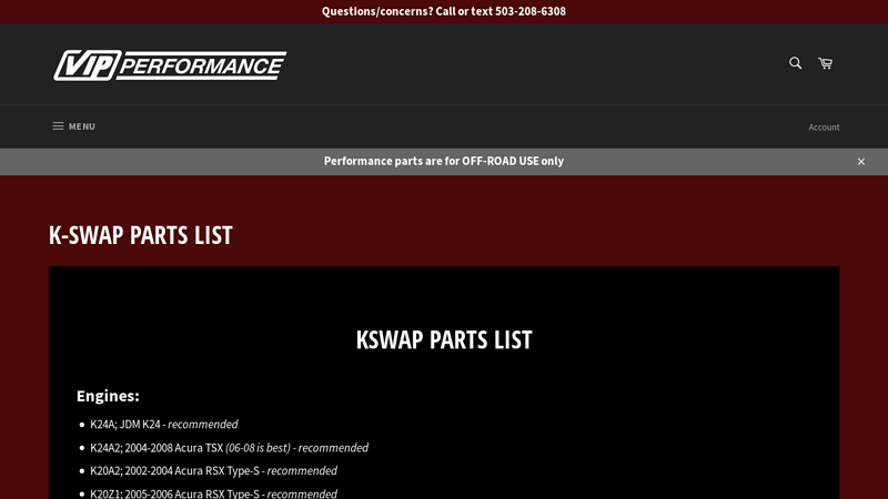K honda k24 performance parts