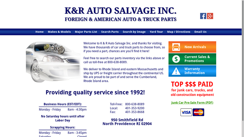 K & R Auto Salvage, Inc. used truck parts massachusetts