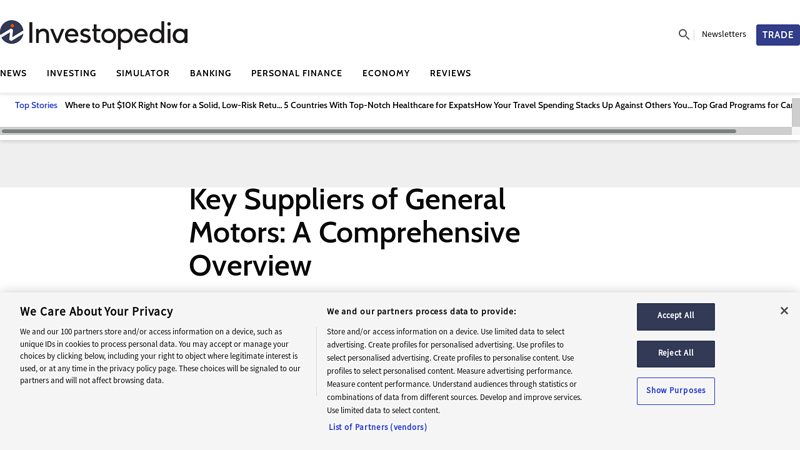 Key Suppliers of General Motors general motors auto parts