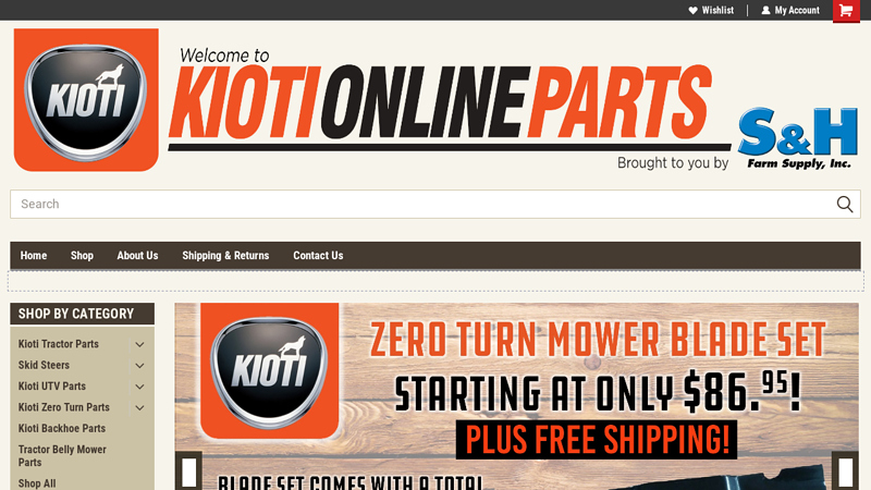 Kioti Tractor Parts Store tractor parts shop