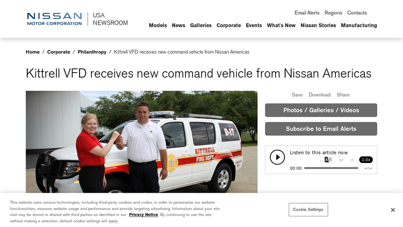 Kittrell VFD receives new command vehicle from Nissan Americas kittrell auto parts