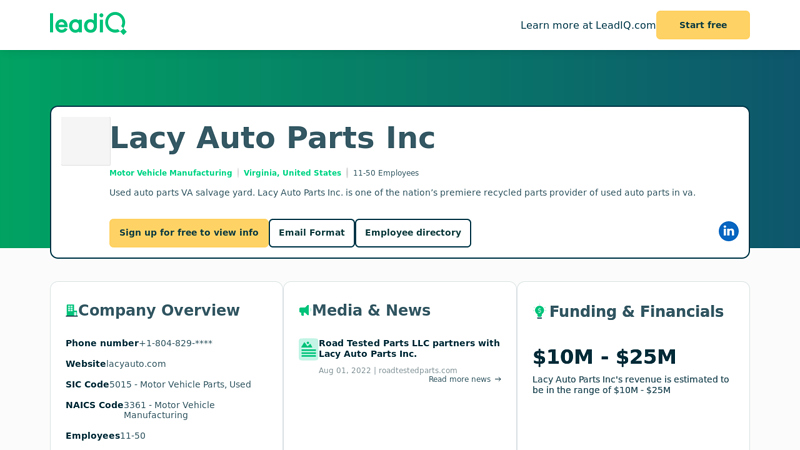 Lacy Auto Parts Inc Company Overview, Contact Details & Competitors lacy auto parts charles city va