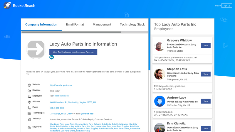 Lacy Auto Parts Inc Information lacey auto parts