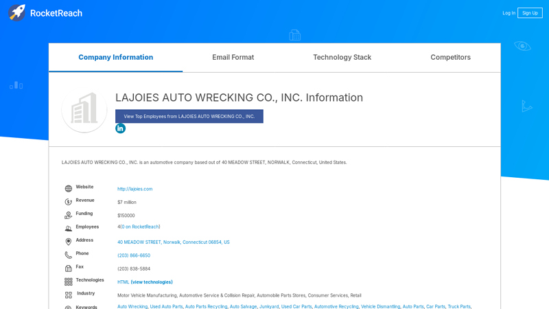 LAJOIES AUTO WRECKING CO., INC. Information lajoies auto parts