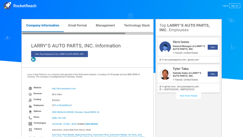 LARRY'S AUTO PARTS, INC. Information larrys auto parts