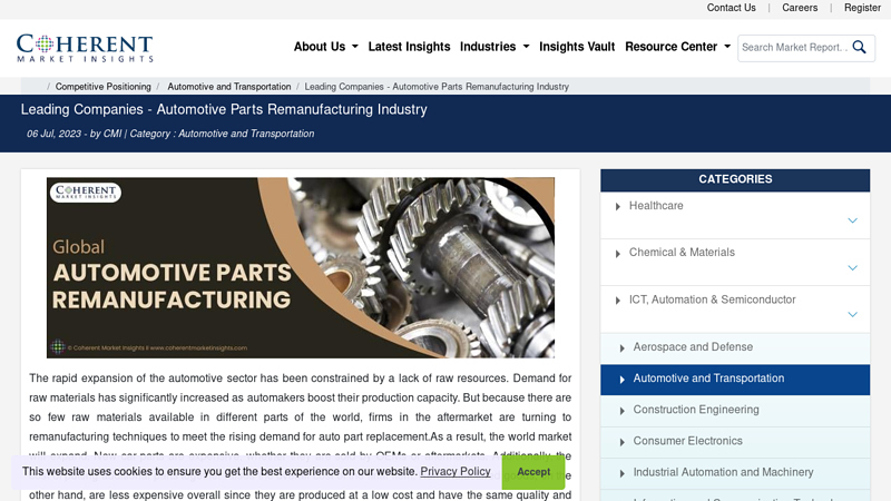 Leading Companies remanufactured auto parts