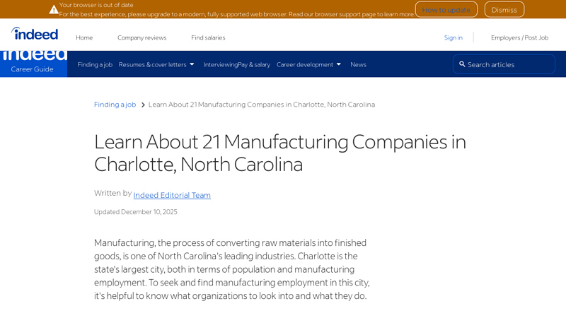 Learn About 21 Manufacturing Companies in Charlotte, North Carolina charlotte auto parts