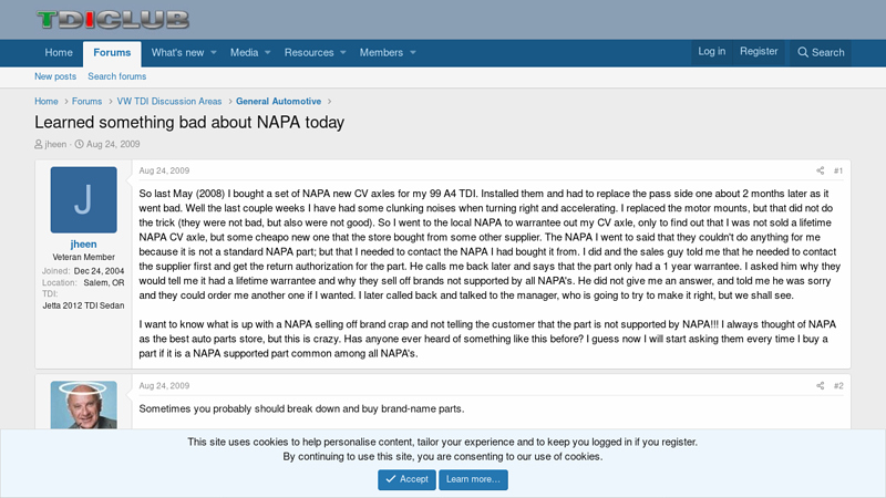 Learned something bad about NAPA today napa auto parts discount