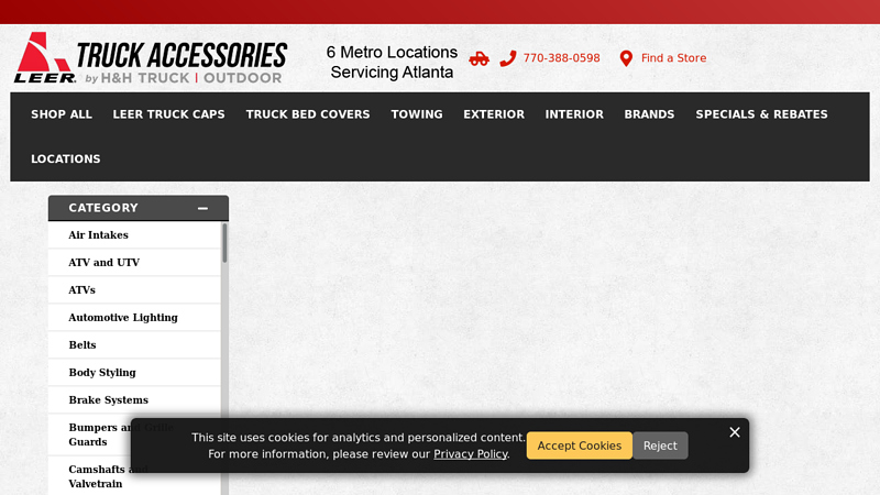 LEER Truck Accessories by H&H leer truck topper parts