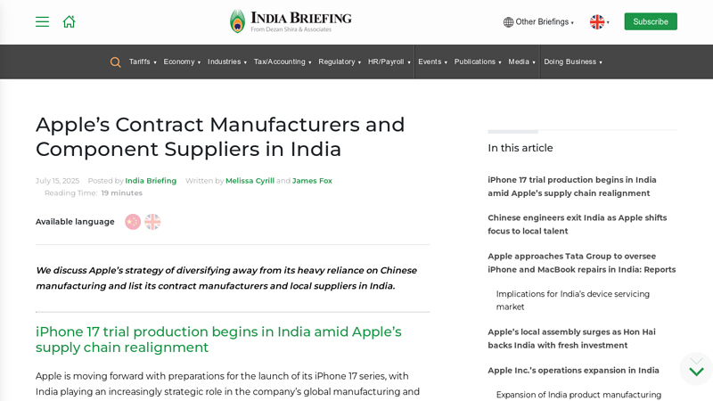 List of Apple Contract Manufacturers and Suppliers in India apple auto parts