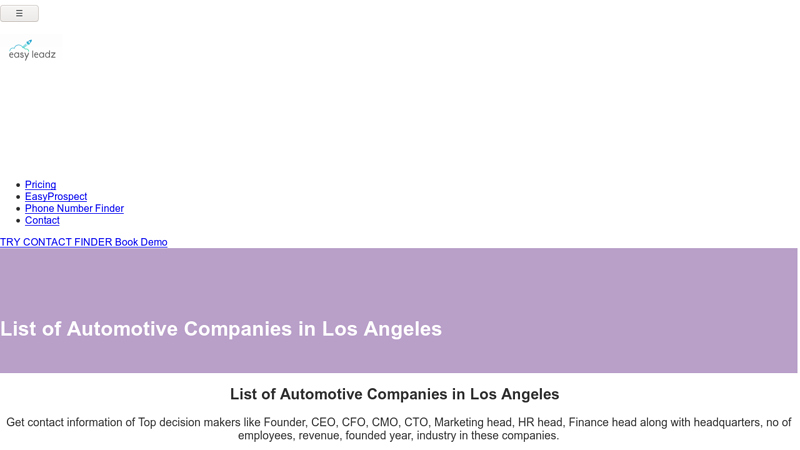 List of Automotive Companies in Los Angeles auto parts north hollywood
