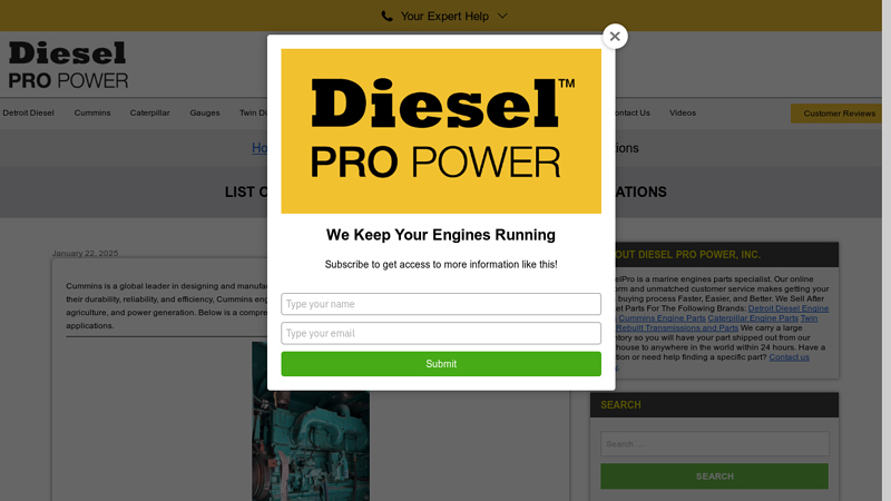 List of Industrial Cummins Engines & Their Applications cummins diesel motor parts