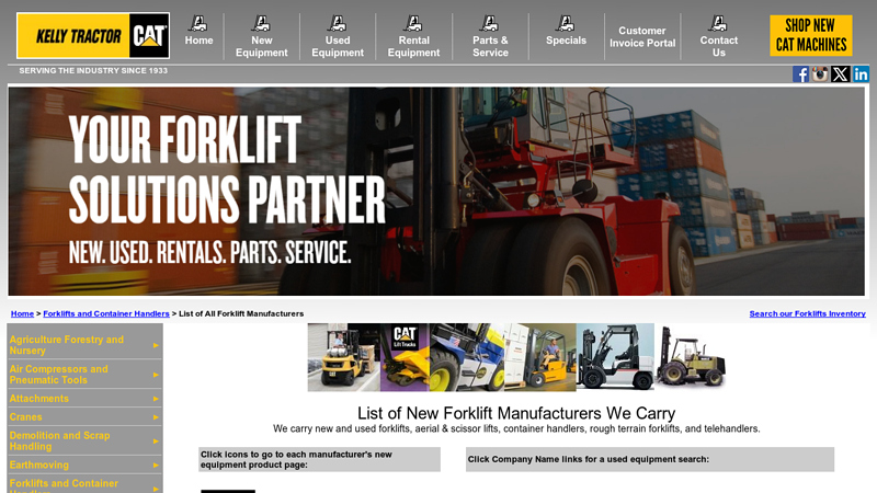 List of New Forklift Manufacturers We Carry kelly's truck parts
