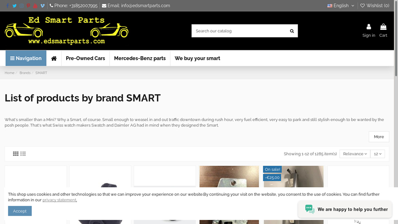 List of products by brand SMART smart car car parts