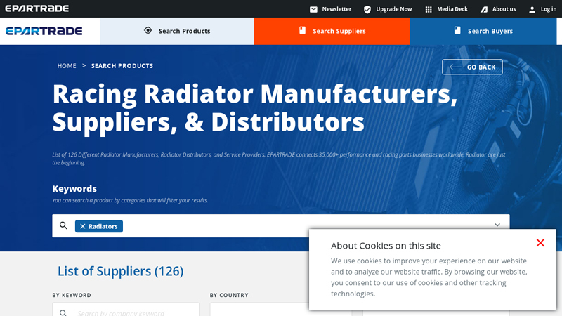 List of Racing Radiator Manufacturers & Parts Suppliers radiator car part