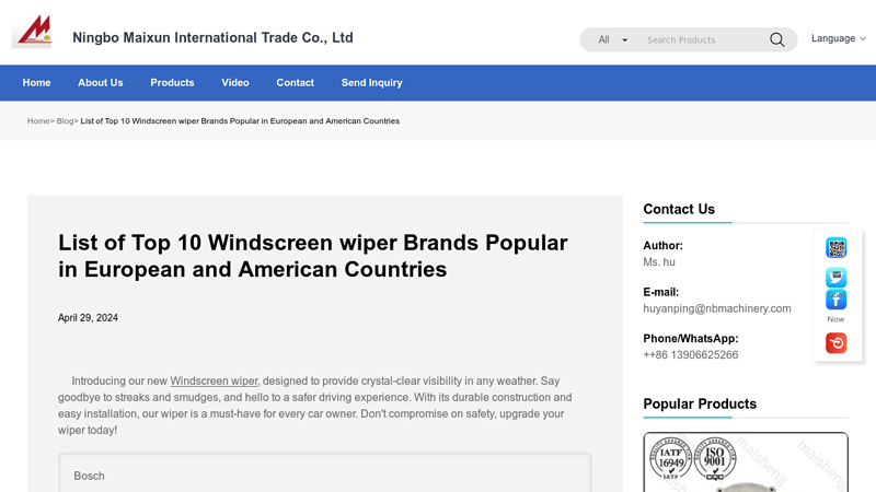 List of Windscreen wiper Brands Popular in European and ... car wiper parts