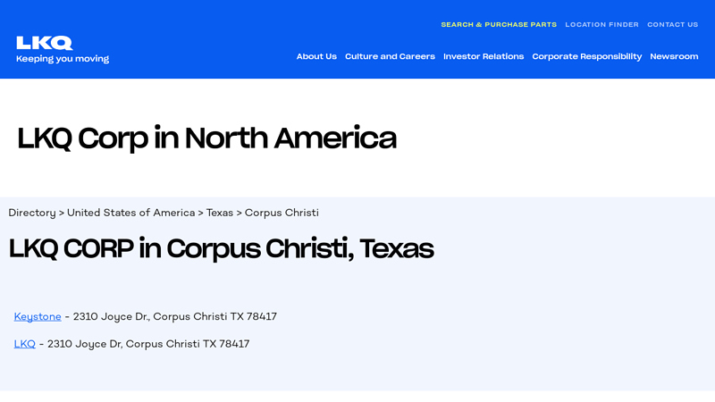 LKQ CORP in Corpus Christi, TX auto parts corpus christi