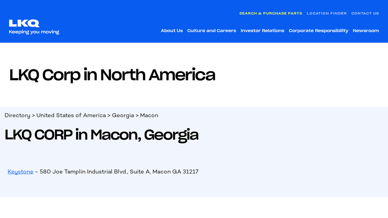 LKQ CORP in Macon, GA auto parts macon ga