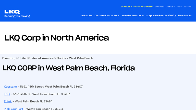 LKQ CORP in West Palm Beach, FL auto parts west palm beach fl