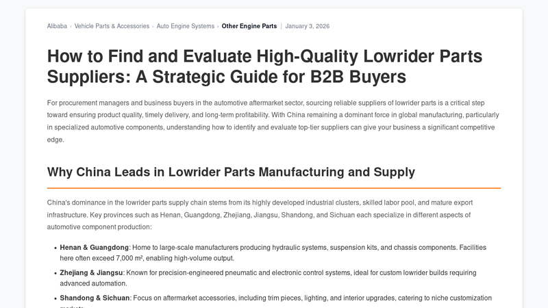 Lowrider Parts Suppliers in China lowrider auto parts