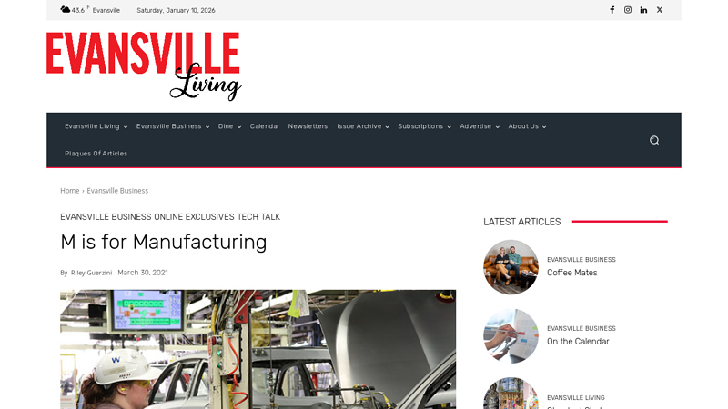 M is for Manufacturing auto parts evansville