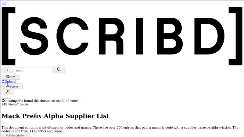 Mack Prefix Alpha Supplier List mack auto parts