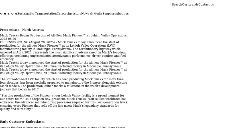 Mack Trucks Begins Production of All pioneer truck parts