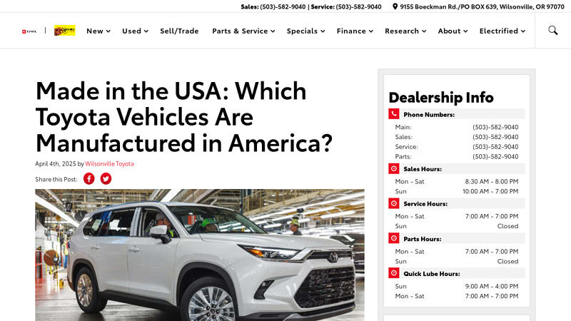 Made in the USA toyota vehicle parts