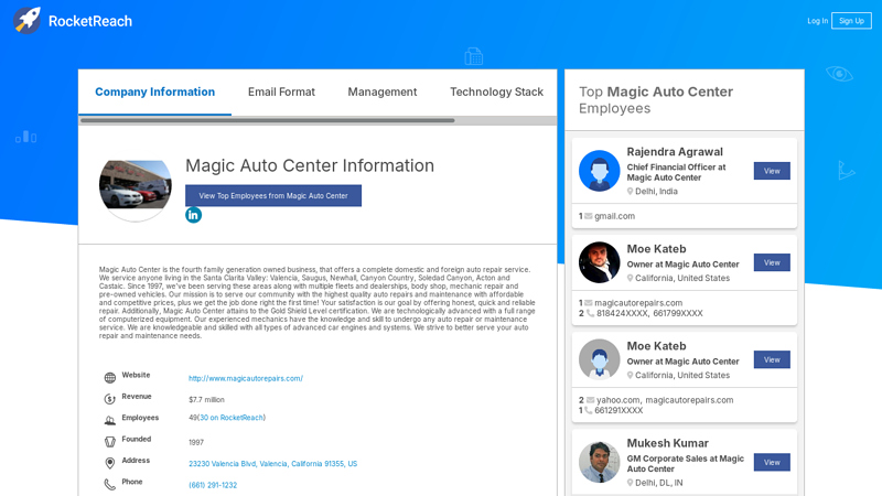 Magic Auto Center Information magic auto parts