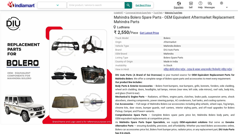 Mahindra Bolero Spare Parts balero car part