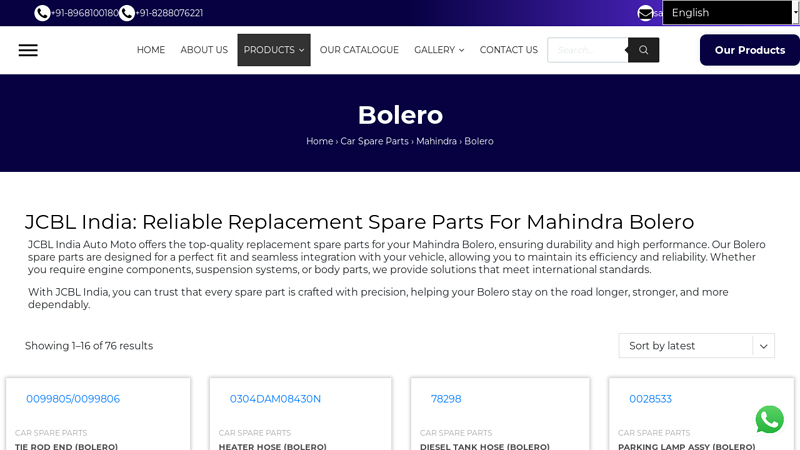 Mahindra Bolero Spare Parts Supplier From India balero car part