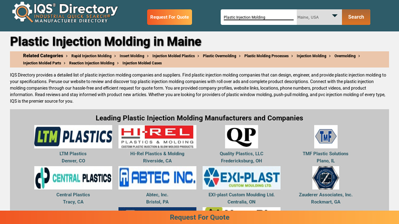 Maine Plastic Injection Molding Companies car parts bangor maine