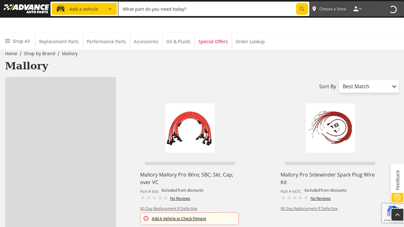 Mallory advance auto parts meadville