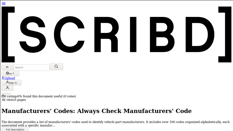 Manufacturers' Codes: Always Check Manufacturers' Code abc truck and auto parts
