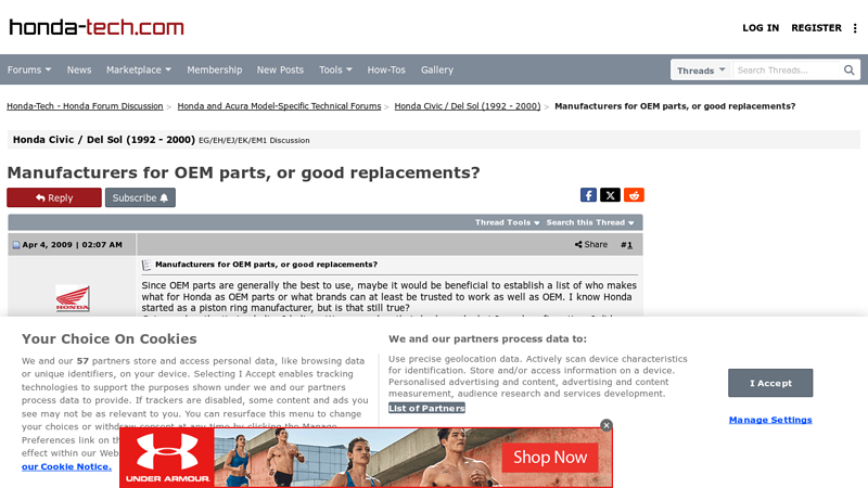 Manufacturers for OEM parts, or good replacements? honda gen parts