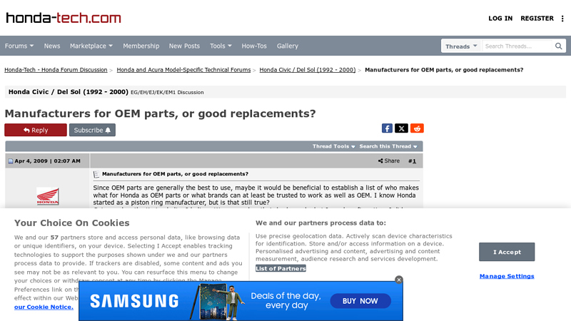 Manufacturers for OEM parts, or good replacements? honda motor spare part