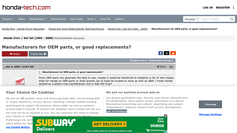 Manufacturers for OEM parts, or good replacements? honda civic car body parts