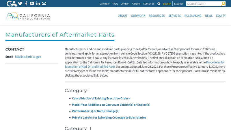 Manufacturers of Aftermarket Parts car parts california