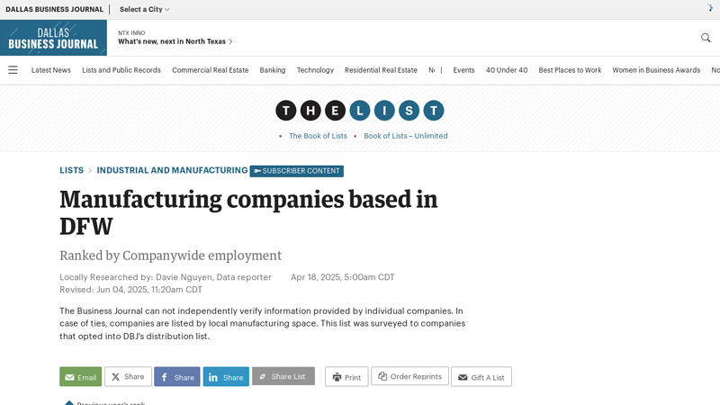 Manufacturing companies based in DFW dfw auto parts