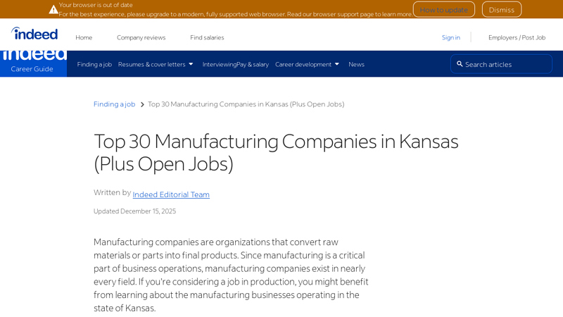 Manufacturing Companies in Kansas (Plus Open Jobs) auto parts garden city ks