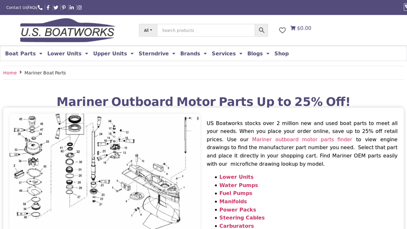 Mariner Boat Parts mariner outboard motor parts