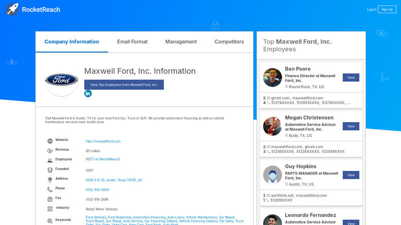 Maxwell Ford, Inc. Information maxwell ford parts