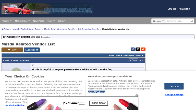 Mazda Related Vendor List mazda rx7 car parts