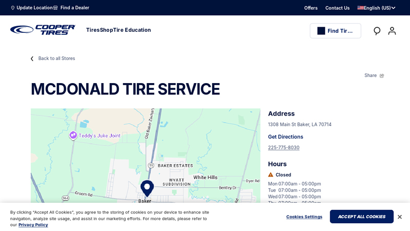 MCDONALD TIRE SERVICE, Baker, LA auto parts baker la