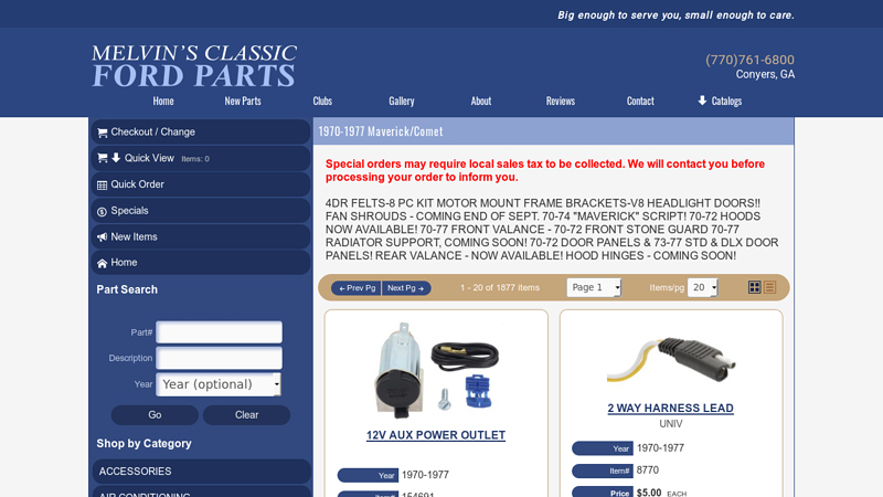 Melvin's Classic Ford Parts 1970 ford maverick parts