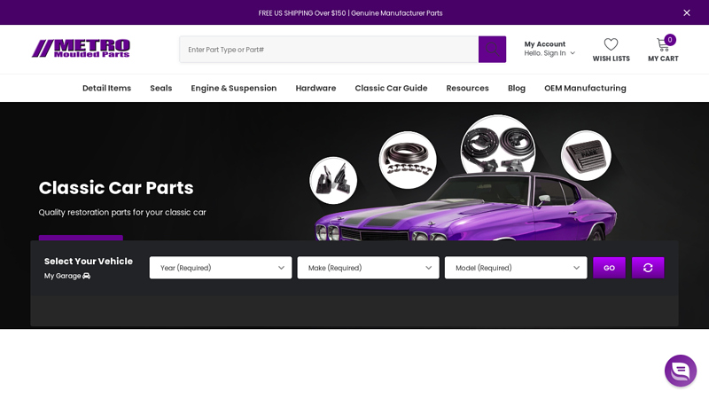 Metro Moulded Parts vintage car rubber parts