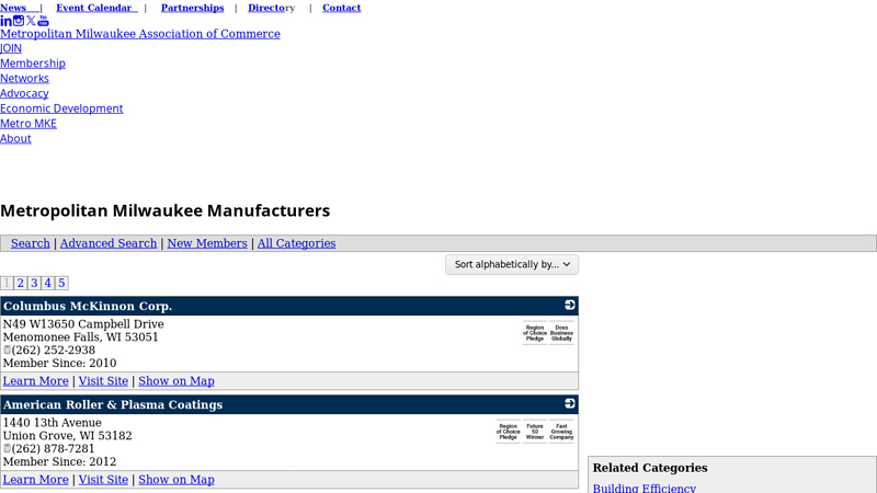 Metropolitan Milwaukee Manufacturers auto parts milwaukee wi
