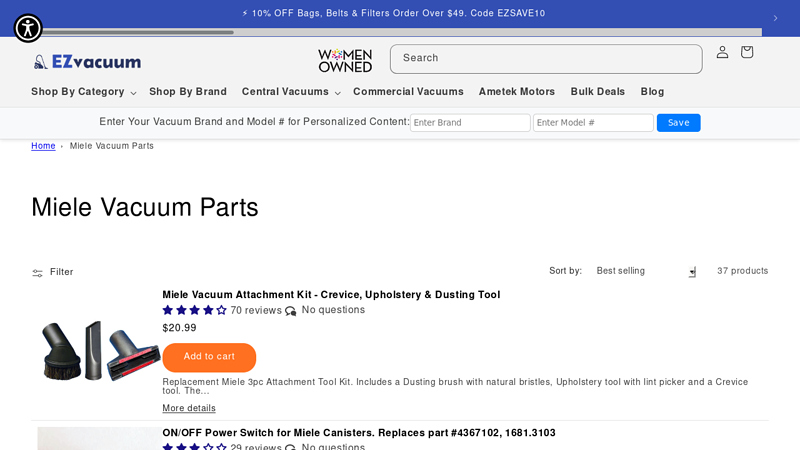 Miele Vacuum Parts, Accessories, Miele Spares miele auto parts